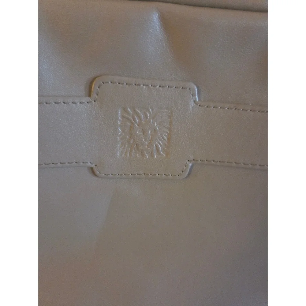 Anne Klein by Calderon 1970s Taupe Leather Crossbody Bag Lion Logo Deadstock